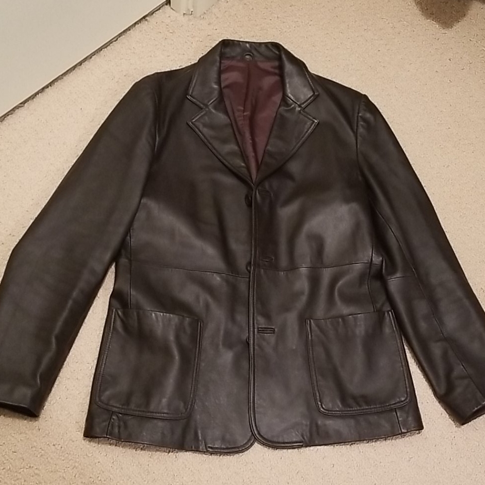 NWOT Men's Dark Brown Leather Jacket